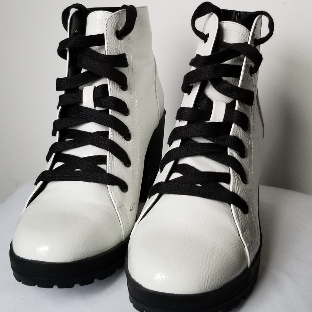 White Tevia Military Style Boots